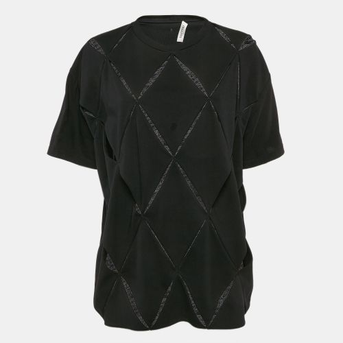 Valentino Black Cut-Out Jersey Crew Neck T-Shirt L - Valentino - Modalova