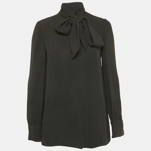 Silk Blend Crepe Tie-Up Neck Detail Top M - Valentino - Modalova