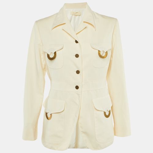 Valentino Vintage Cream Wool Blend Pocket Front Jacket L - Valentino - Modalova