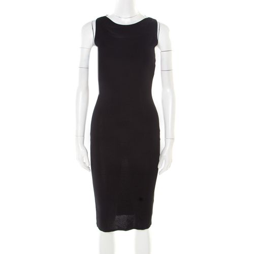 Valentino Black Stretch Knit Sleeveless Lace Insert Bodycon Dress M - Valentino - Modalova