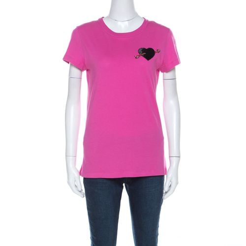 Valentino Pink Cotton Heart Applique T Shirt S - Valentino - Modalova