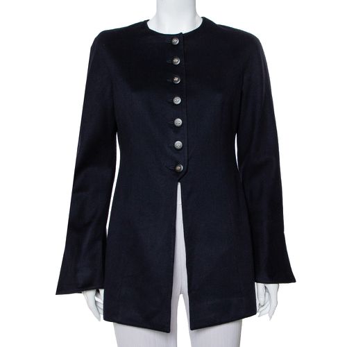 Valentino Boutique Midnight Blue Cashmere Button Front Collarless Vintage Jacket L - Valentino - Modalova