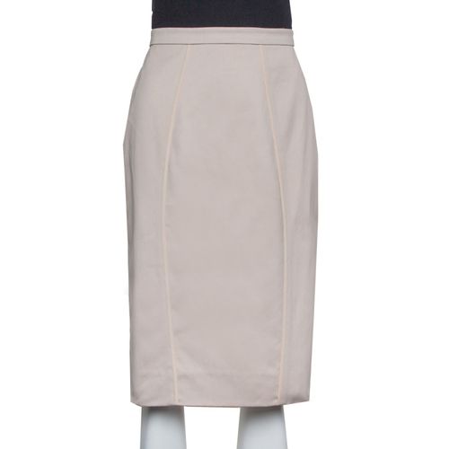 Valentino Beige Cotton Ruffle Detail Paneled Knee Length Skirt M - Valentino - Modalova