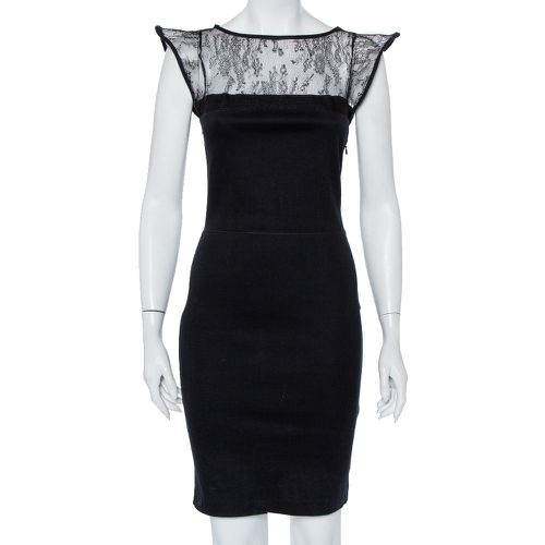 Valentino Black Knit & Lace Paneled Sheath Dress M - Valentino - Modalova