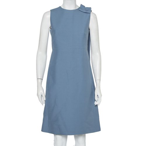 Valentino Powder Blue Wool & Silk Bow Detail Sleeveless Shift Dress S - Valentino - Modalova