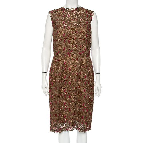 Valentino Bronze Lace Overlay Sheath Dress L - Valentino - Modalova