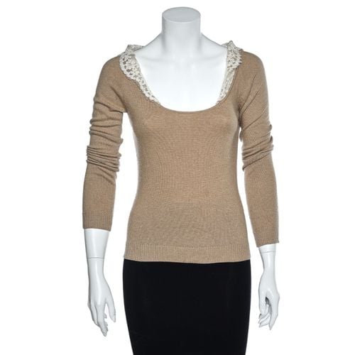 Valentino Vintage Beige Wool & Cashmere Lace Trim Detail Top S - Valentino - Modalova