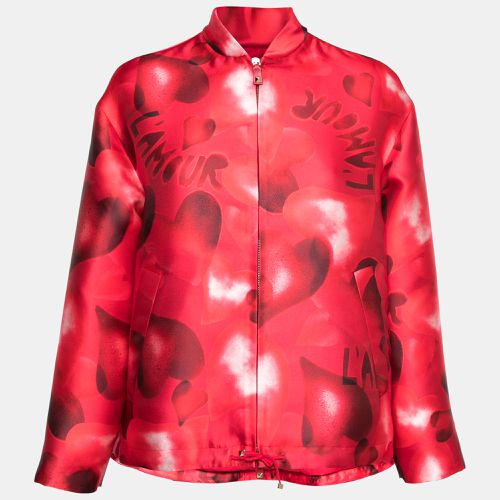 Valentino Red Printed Satin Zip Front Oversized Jacket S - Valentino - Modalova