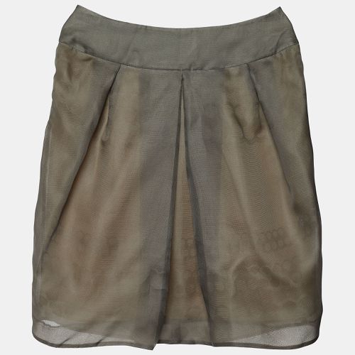 Valentino Grey Silk Pleat Detail Skirt L - Valentino - Modalova