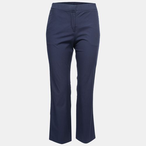 Valentino Navy Blue Cotton Straight Leg Ankle Length Pants S - Valentino - Modalova