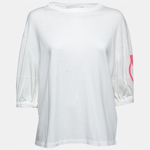 Valentino White Cotton V-Logo Printed Round Neck T-Shirt XS - Valentino - Modalova