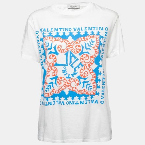 Valentino White Logo Printed Cotton Short Sleeve T-Shirt XS - Valentino - Modalova