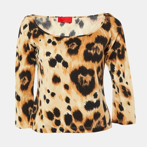 Valentino Brown Animal Print Cotton Long Sleeve T-Shirt L - Valentino - Modalova