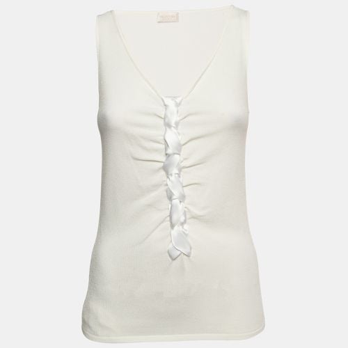 Valentino White Knit Braid Detailed Sleeveless Top M - Valentino - Modalova