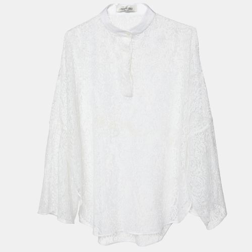 Valentino White Lace Sheer Long Sleeve Blouse M - Valentino - Modalova