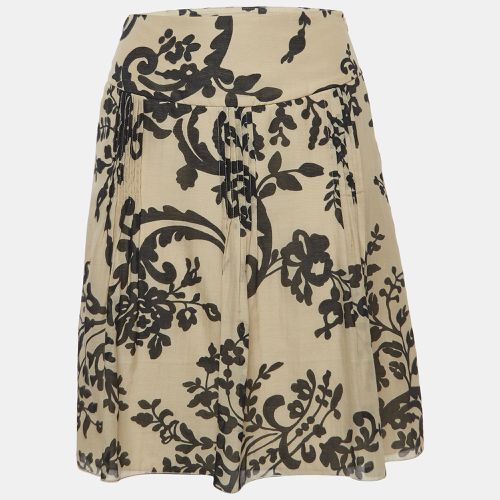 Valentino Vintage Beige Print Cotton and Silk Pleated Mini Skirt S - Valentino - Modalova