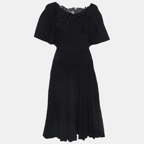 Valentino Garavani Black Knit Lace Trimmed Midi Dress S - Valentino - Modalova