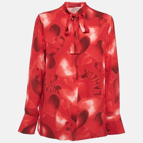 Valentino Red Heart Print Silk Neck Tie Shirt L - Valentino - Modalova