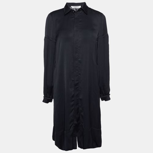 Valentino Black Satin Pleated Sleeve Shirt Dress M - Valentino - Modalova