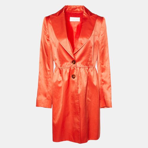 Valentino Orange Cotton & Silk Satin Button Front Coat L - Valentino - Modalova