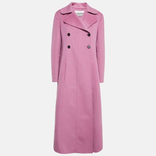 Valentino Pink Wool Double Breasted Long Coat L - Valentino - Modalova