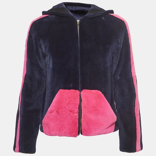 Valentino Navy Blue/Pink Mink Fur Zip-Up Jacket S - Valentino - Modalova