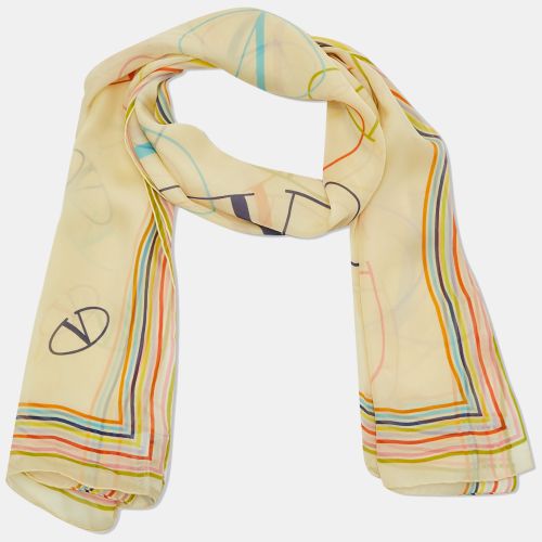 V Logo Print Silk Stole - Valentino - Modalova