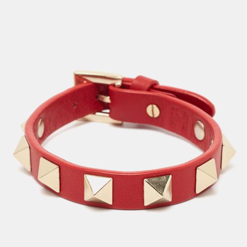 Valentino Rockstud Leather Gold Tone Bracelet - Valentino - Modalova