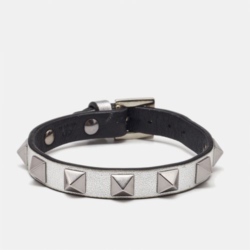 Valentino Rockstud Leather Silver Tone Bracelet - Valentino - Modalova