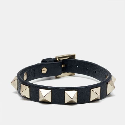 Valentino Rockstud Black Leather Gold Tone Bracelet - Valentino - Modalova