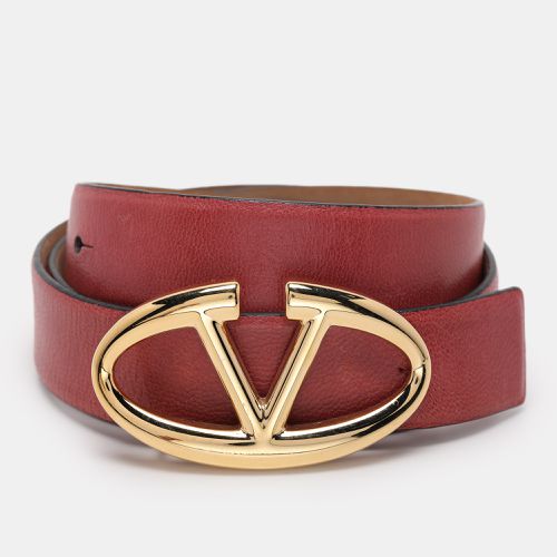 Valentino Pink Leather V Logo Buckle Belt 80CM - Valentino - Modalova