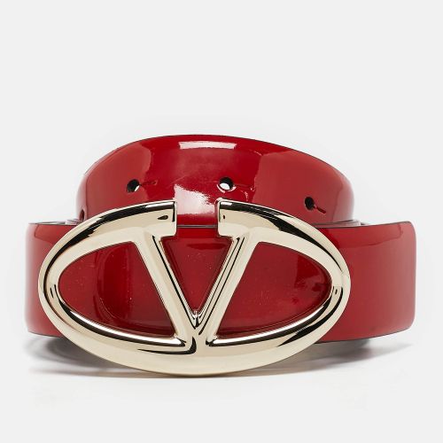 Valentino Red Patent Leather VLogo Buckle Belt 85 CM - Valentino - Modalova