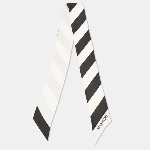 Valentino Black/White Striped Silk Bandeau Scarf - Valentino - Modalova