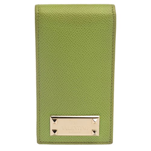 Valentino Green Grained Leather Rockstud iPhone 5 Flip Case - Valentino - Modalova