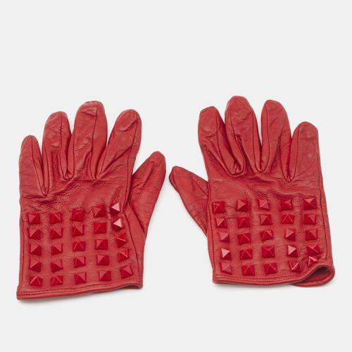 Valentino Red Leather Rockstud Rouge Gloves Size 6.5 - Valentino - Modalova