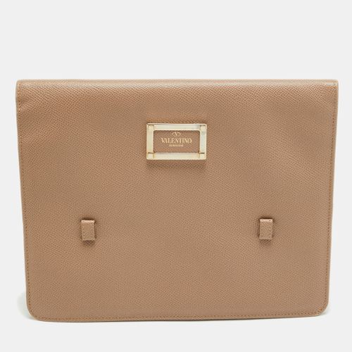 Valentino Beige Leather Flap iPad Cover - Valentino - Modalova