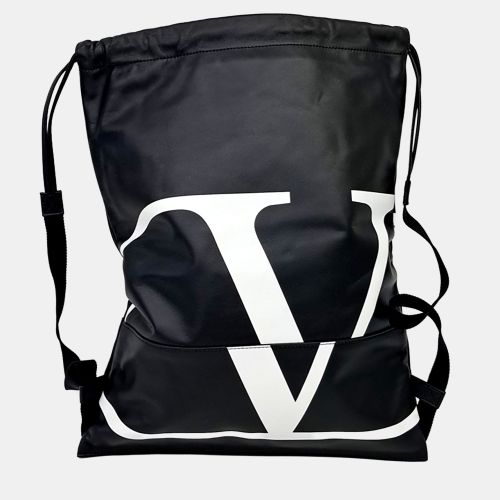 V Logo Drawstring Backpack Leather Backpack Bag - Valentino - Modalova