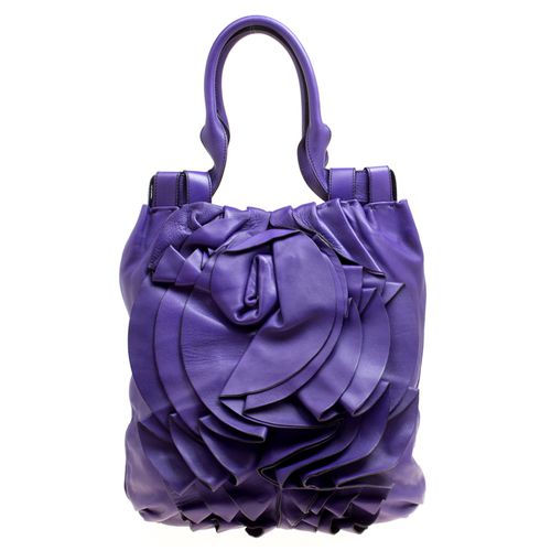 Valentino Purple Leather Petale Shopper Tote - Valentino - Modalova