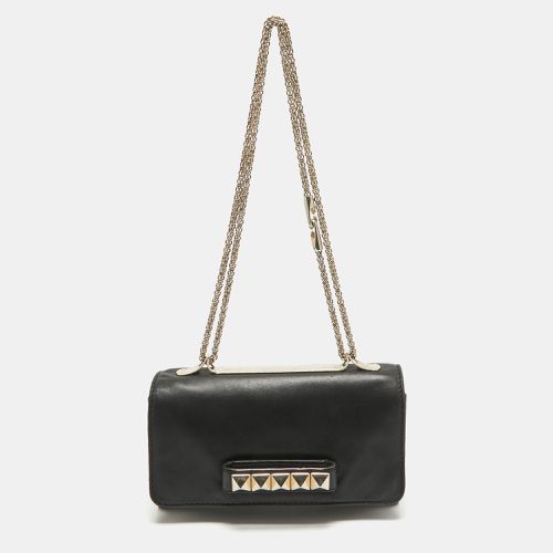 Valentino Black Leather Rockstud Va Va Voom Chain Clutch - Valentino - Modalova