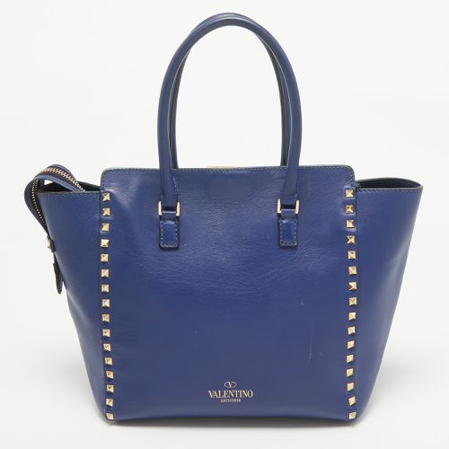 Valentino Blue Leather Rockstud Trapeze Tote - Valentino - Modalova