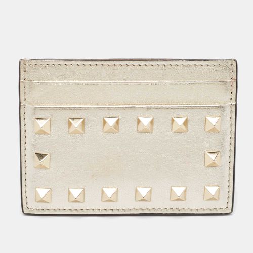 Valentino Light Gold Leather Rockstud Card Case - Valentino - Modalova