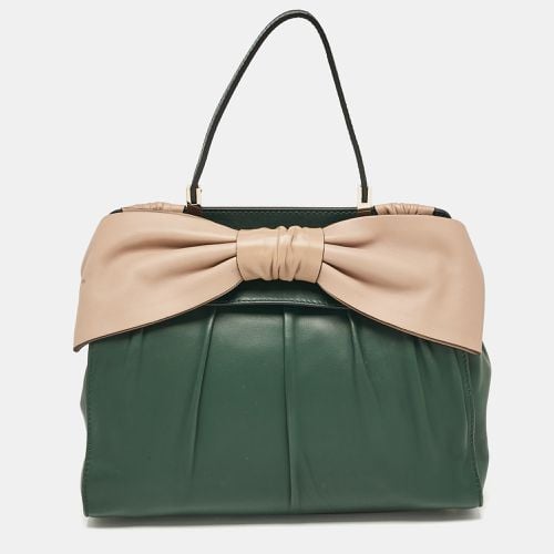 Valentino Green/Beige Leather Aphrodite Bow Top Handle Bag - Valentino - Modalova