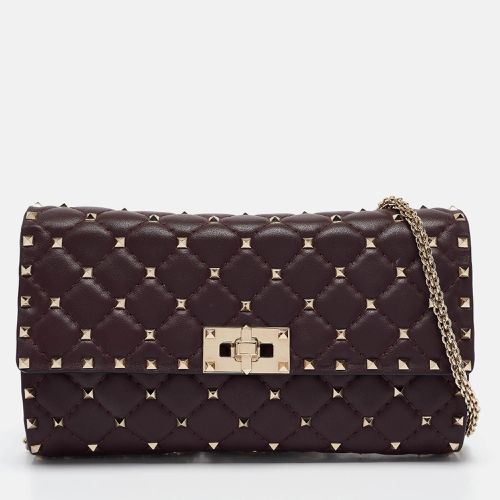 Leather Rockstud Spike Chain Clutch - Valentino - Modalova