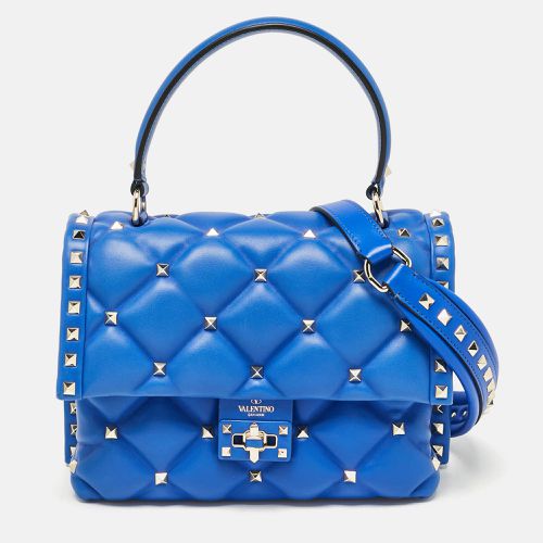 Quilted Leather Medium Candystud Top Handle Bag - Valentino - Modalova