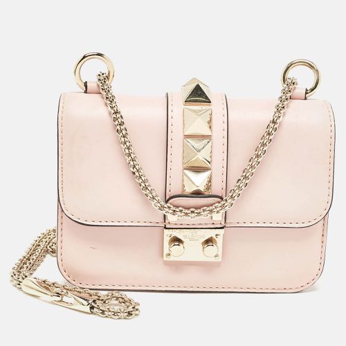 Valentino Light Pink Leather Mini Glam Lock Flap Shoulder Bag - Valentino - Modalova