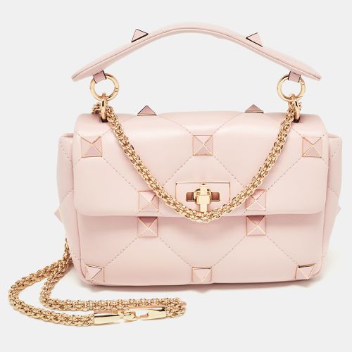 Valentino Pink Leather Medium Roman Stud Top Handle Bag - Valentino - Modalova