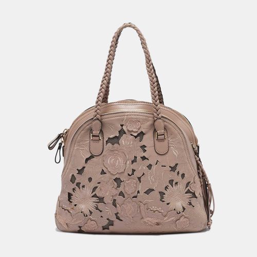 Valentino Old Rose Leather and Lace Dome Satchel - Valentino - Modalova