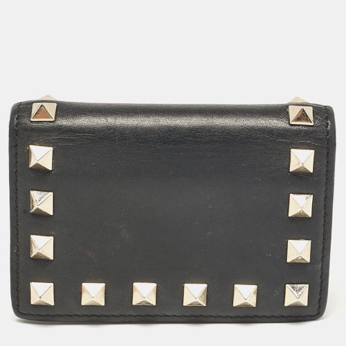 Valentino Black Leather Rockstud Card Case - Valentino - Modalova