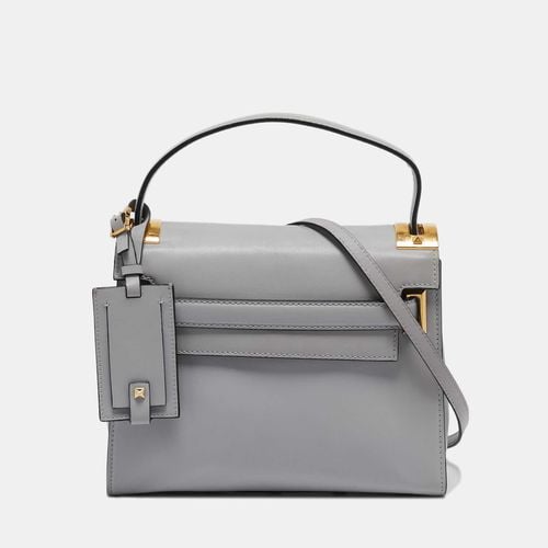 Valentino Ash Grey Leather My Rockstud Top Handle Bag - Valentino - Modalova