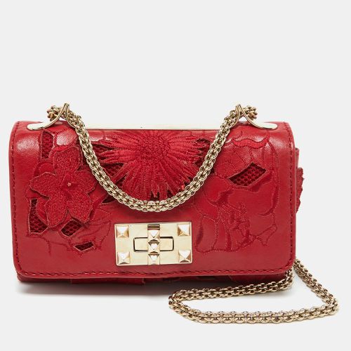 Valentino Red Leather and Lace Va Va Voom Chain Crossbody Bag - Valentino - Modalova